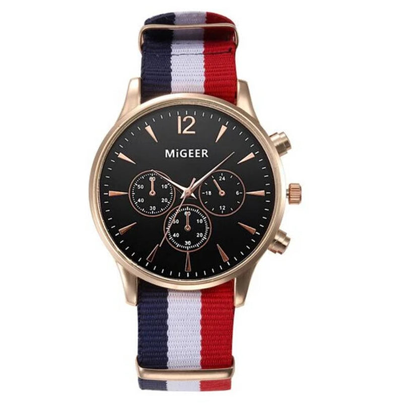 MIGEER Fashion Men Watches Fabric Band Quartz Wristwatches Casual Men Watches Relogio Masculino Horloge Vrouw Mannen Horloge