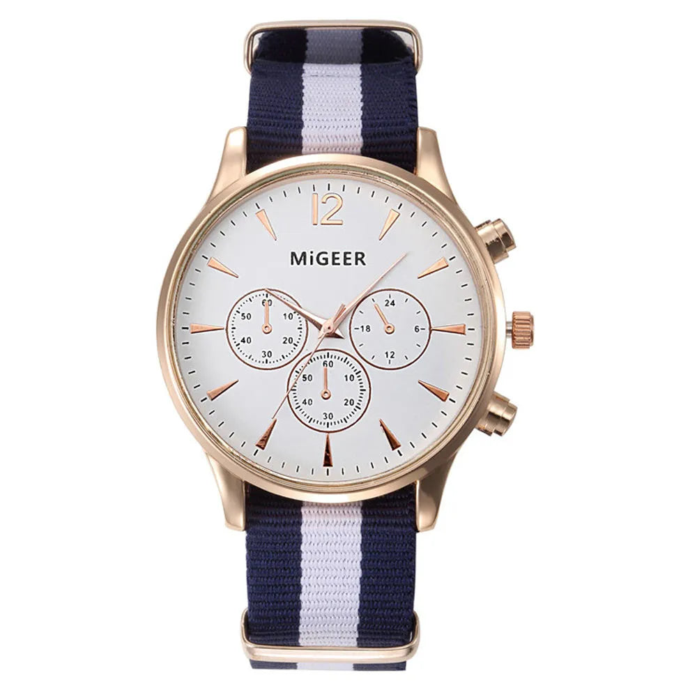 MIGEER Fashion Men Watches Fabric Band Quartz Wristwatches Casual Men Watches Relogio Masculino Horloge Vrouw Mannen Horloge