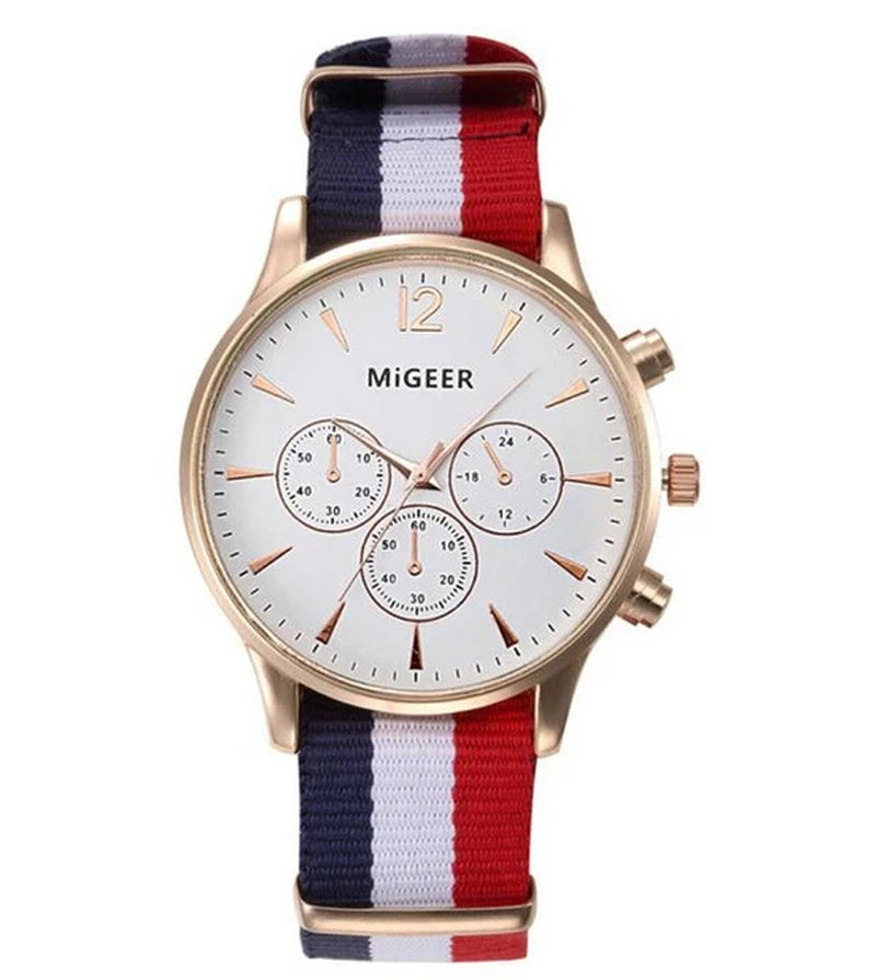 MIGEER Fashion Men Watches Fabric Band Quartz Wristwatches Casual Men Watches Relogio Masculino Horloge Vrouw Mannen Horloge