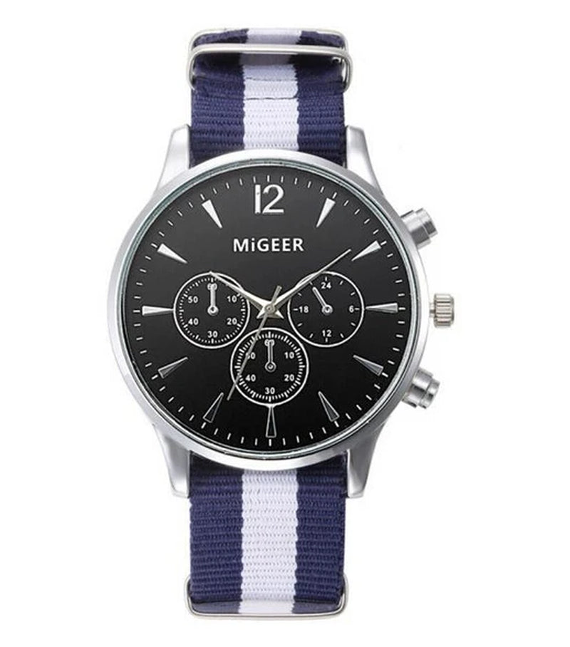 MIGEER Fashion Men Watches Fabric Band Quartz Wristwatches Casual Men Watches Relogio Masculino Horloge Vrouw Mannen Horloge