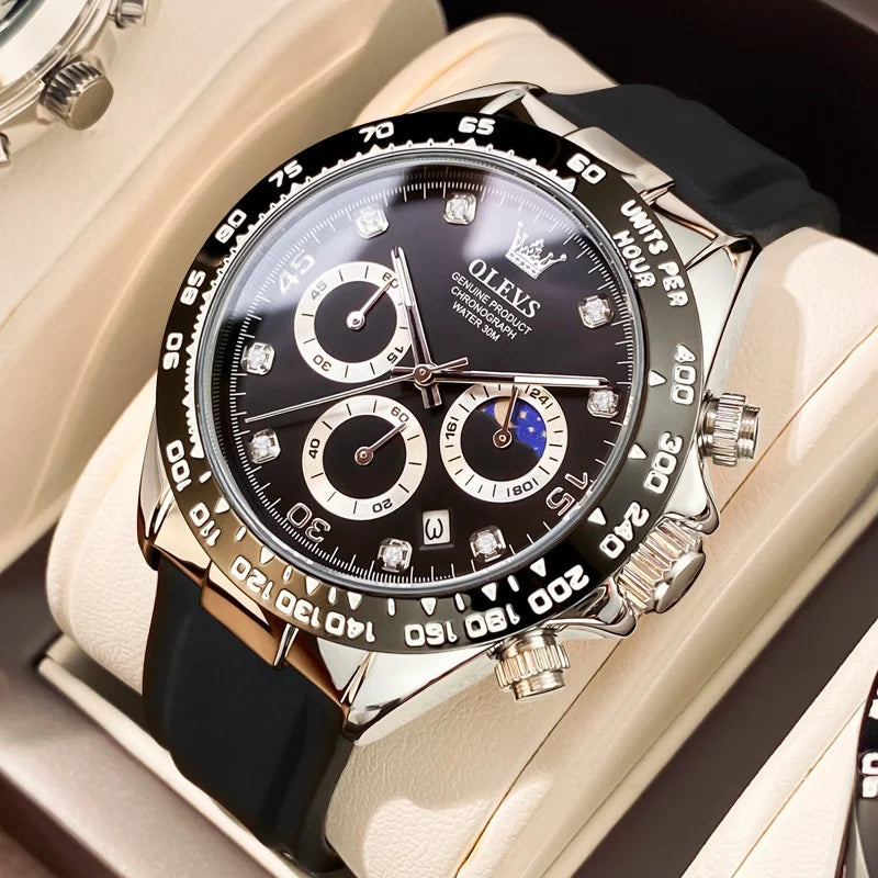 New Luxury Men'S Watches Quartz Watch Silicone Sport Date Chronograph Waterproof Luminous Multifunction Men'S Quartz Watch