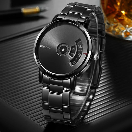 Womage Men Watches Fashion Creative Watches Men Stainless Steel Men Watches Quatrz Wristwatch Luxury Mens Clock Horloge Man