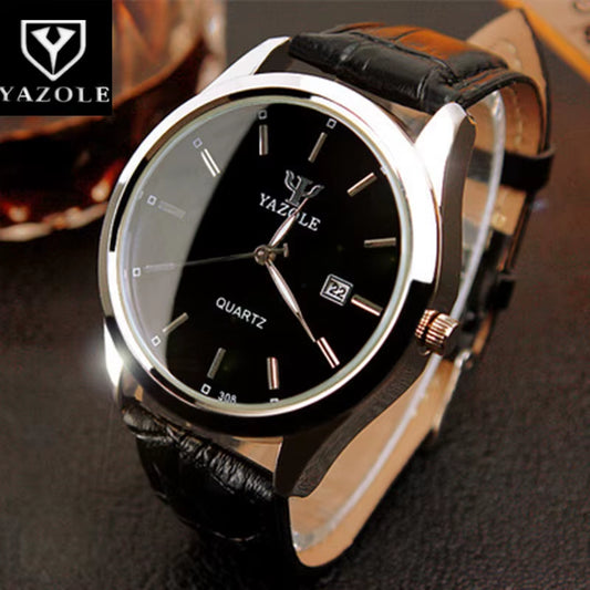 Top Brand YAZOLE Watch Men Watch Auto Date Luxury Men'S Watch Men Leather Strap Business Watches Male Clock Reloj Hombre