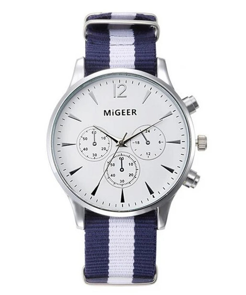 MIGEER Fashion Men Watches Fabric Band Quartz Wristwatches Casual Men Watches Relogio Masculino Horloge Vrouw Mannen Horloge