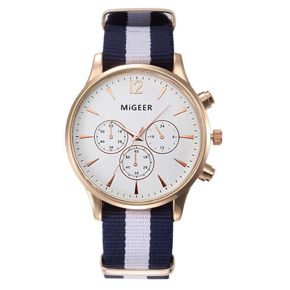 MIGEER Fashion Men Watches Fabric Band Quartz Wristwatches Casual Men Watches Relogio Masculino Horloge Vrouw Mannen Horloge
