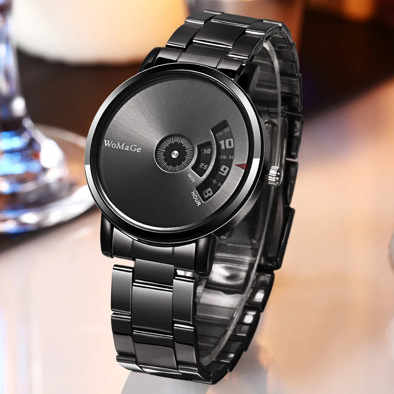 Womage Men Watches Fashion Creative Watches Men Stainless Steel Men Watches Quatrz Wristwatch Luxury Mens Clock Horloge Man
