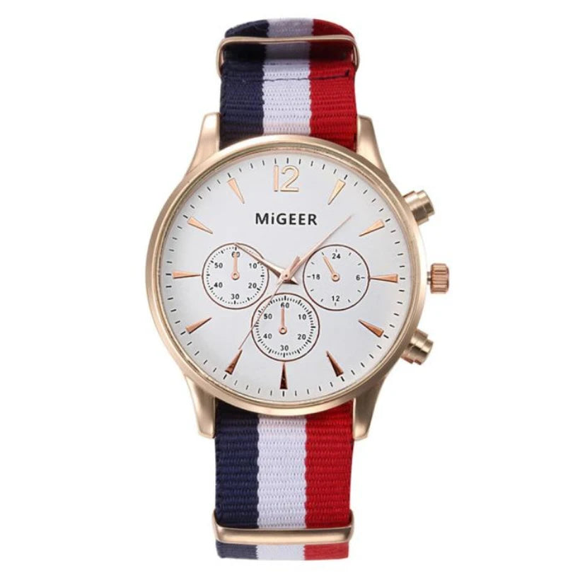 MIGEER Fashion Men Watches Fabric Band Quartz Wristwatches Casual Men Watches Relogio Masculino Horloge Vrouw Mannen Horloge
