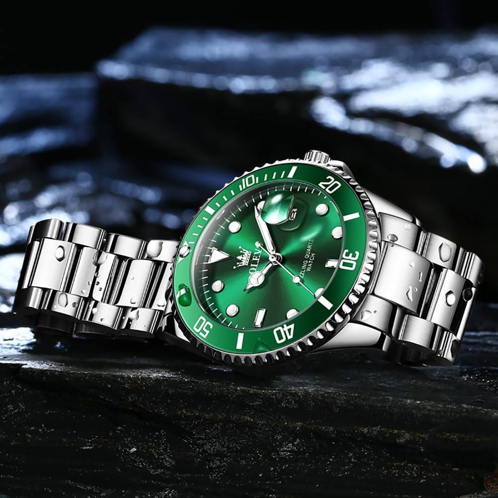 Luxury Watches for Men Big Face Stainless Steel Business Dress Analog Quartz Watch with Day Waterproof Luminous Mens Wrist Watch