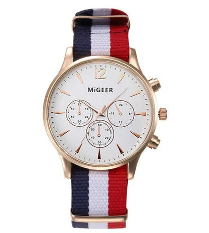 MIGEER Fashion Men Watches Fabric Band Quartz Wristwatches Casual Men Watches Relogio Masculino Horloge Vrouw Mannen Horloge