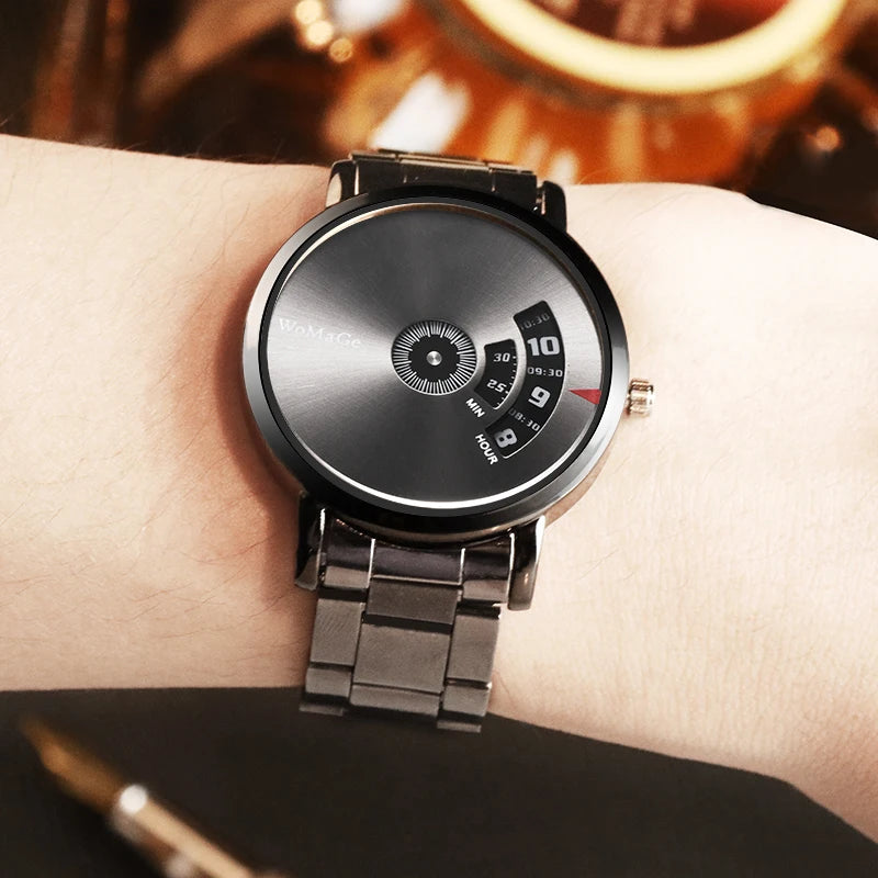 Womage Men Watches Fashion Creative Watches Men Stainless Steel Men Watches Quatrz Wristwatch Luxury Mens Clock Horloge Man