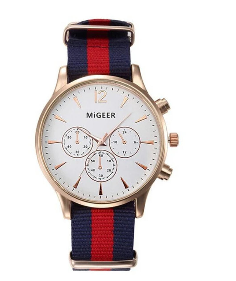 MIGEER Fashion Men Watches Fabric Band Quartz Wristwatches Casual Men Watches Relogio Masculino Horloge Vrouw Mannen Horloge