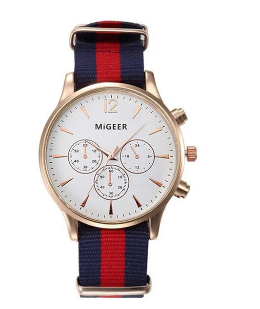 MIGEER Fashion Men Watches Fabric Band Quartz Wristwatches Casual Men Watches Relogio Masculino Horloge Vrouw Mannen Horloge