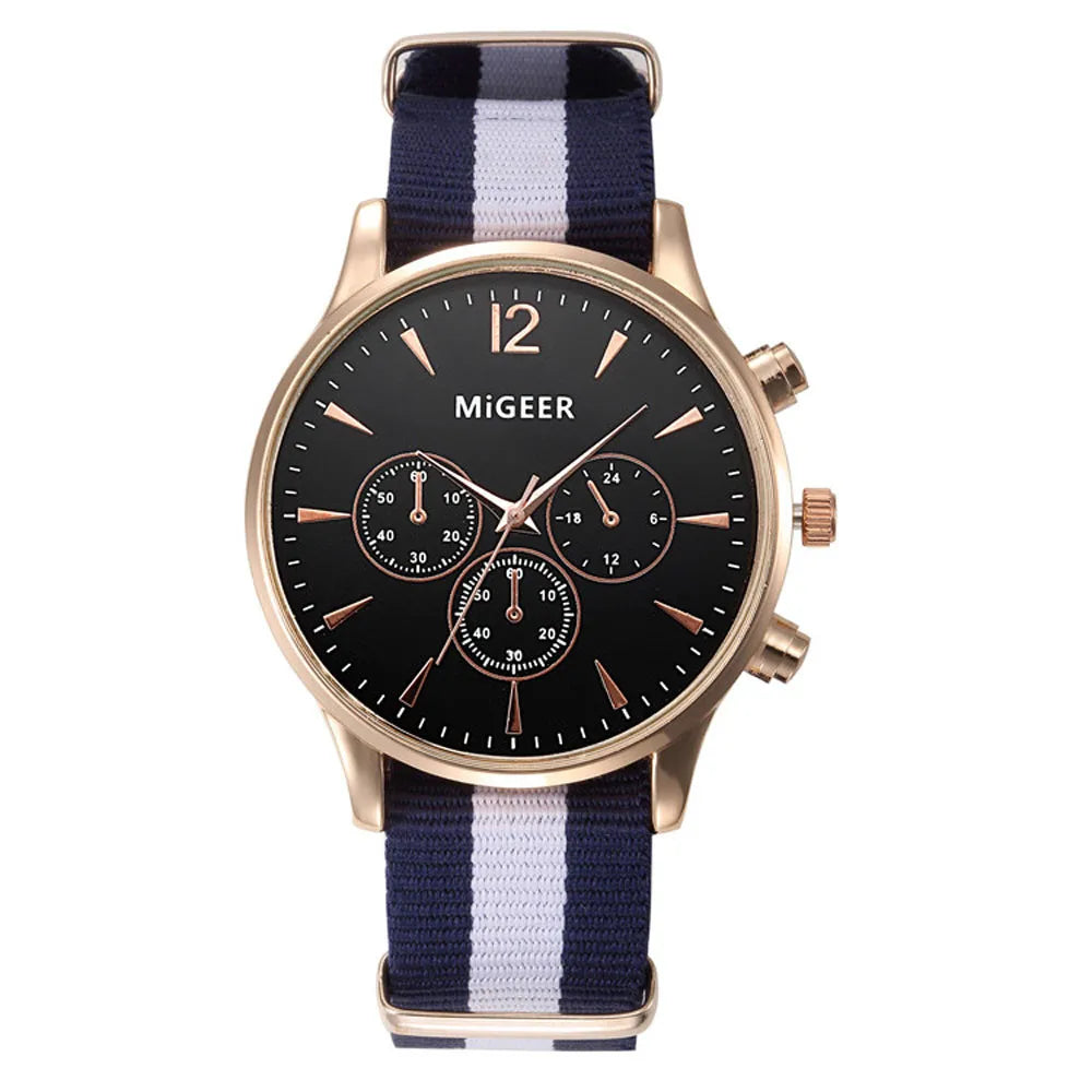 MIGEER Fashion Men Watches Fabric Band Quartz Wristwatches Casual Men Watches Relogio Masculino Horloge Vrouw Mannen Horloge