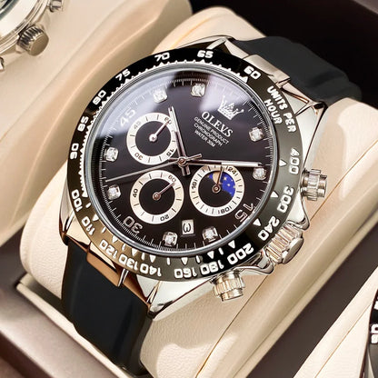 New Luxury Men'S Watches Quartz Watch Silicone Sport Date Chronograph Waterproof Luminous Multifunction Men'S Quartz Watch