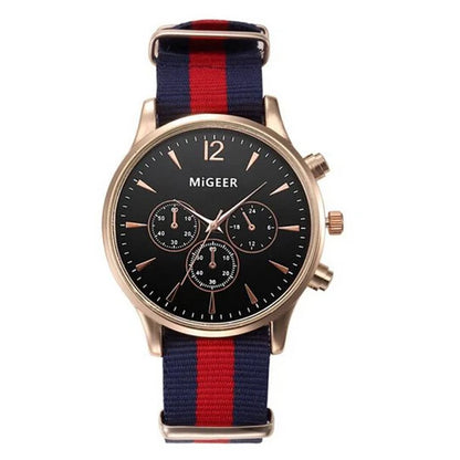MIGEER Fashion Men Watches Fabric Band Quartz Wristwatches Casual Men Watches Relogio Masculino Horloge Vrouw Mannen Horloge
