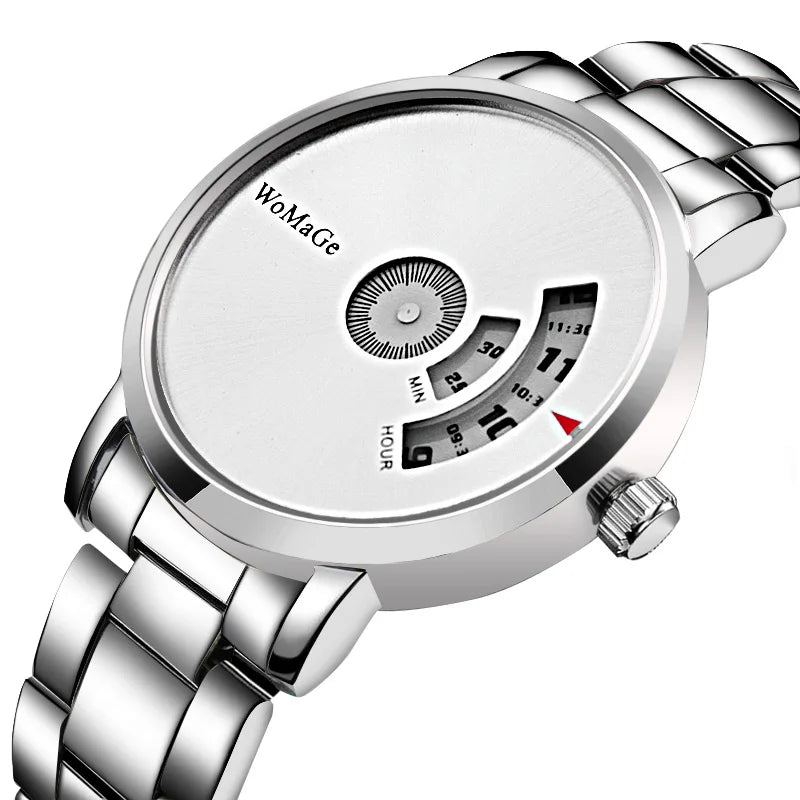 Womage Men Watches Fashion Creative Watches Men Stainless Steel Men Watches Quatrz Wristwatch Luxury Mens Clock Horloge Man