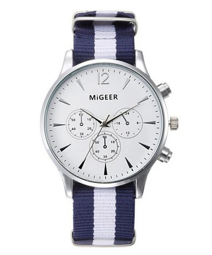 MIGEER Fashion Men Watches Fabric Band Quartz Wristwatches Casual Men Watches Relogio Masculino Horloge Vrouw Mannen Horloge