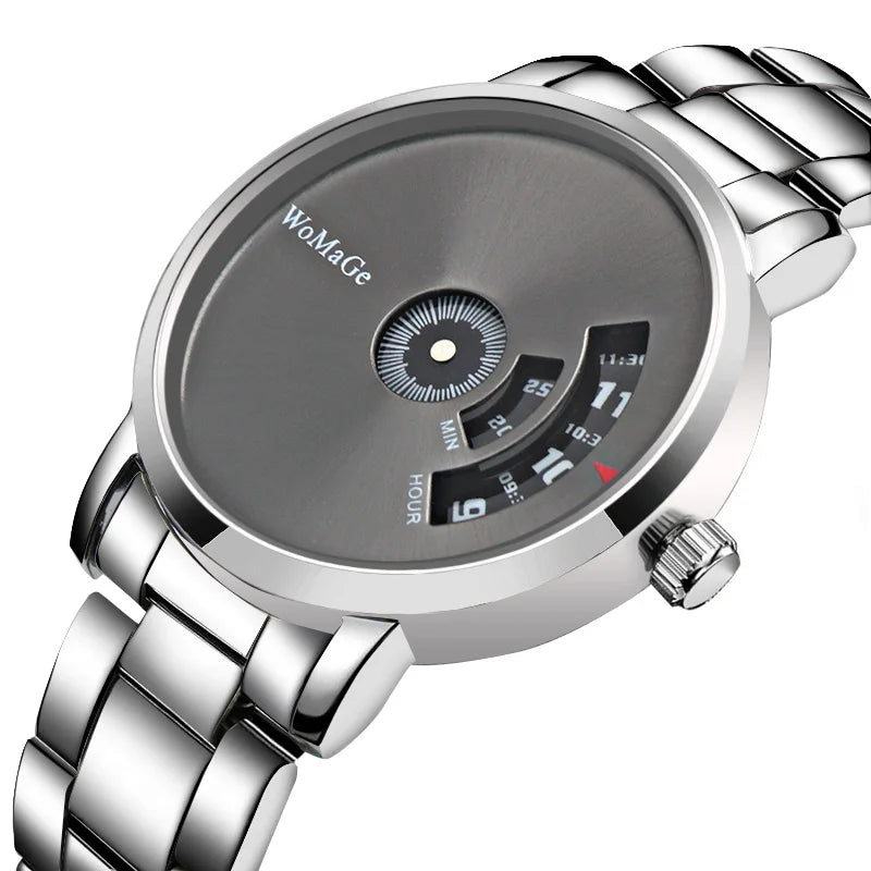 Womage Men Watches Fashion Creative Watches Men Stainless Steel Men Watches Quatrz Wristwatch Luxury Mens Clock Horloge Man