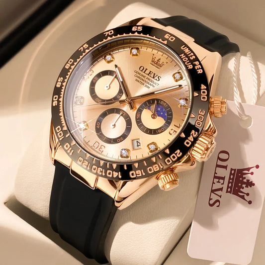 New Luxury Men'S Watches Quartz Watch Silicone Sport Date Chronograph Waterproof Luminous Multifunction Men'S Quartz Watch