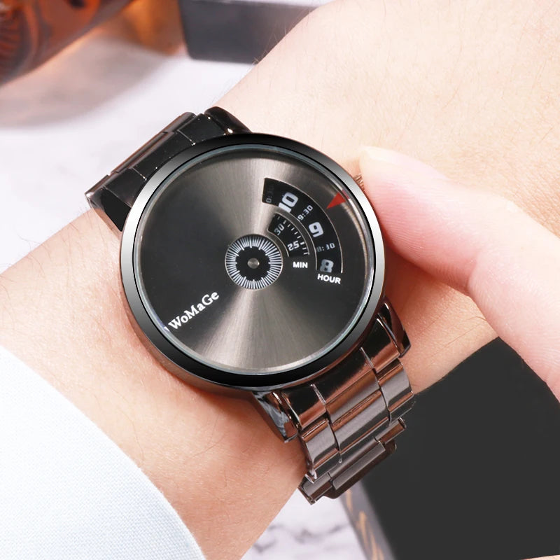 Womage Men Watches Fashion Creative Watches Men Stainless Steel Men Watches Quatrz Wristwatch Luxury Mens Clock Horloge Man